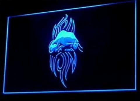 Tattoo Piercing Bull Taurus Fire Artwork LED Neon Sign